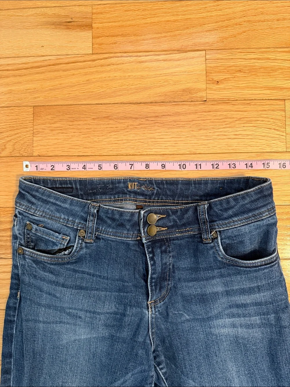 Kut from the Kloth Medium Blue Cropped Rolled Hem Jeans - Picture 2 of 10